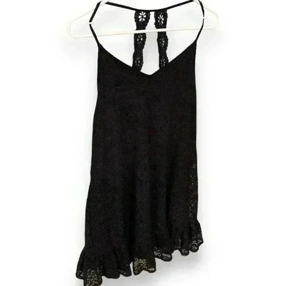 Umgee Women's Medium Black Floral Lace Ruffled Hem Back Detail Sundress - Picture 9 of 16